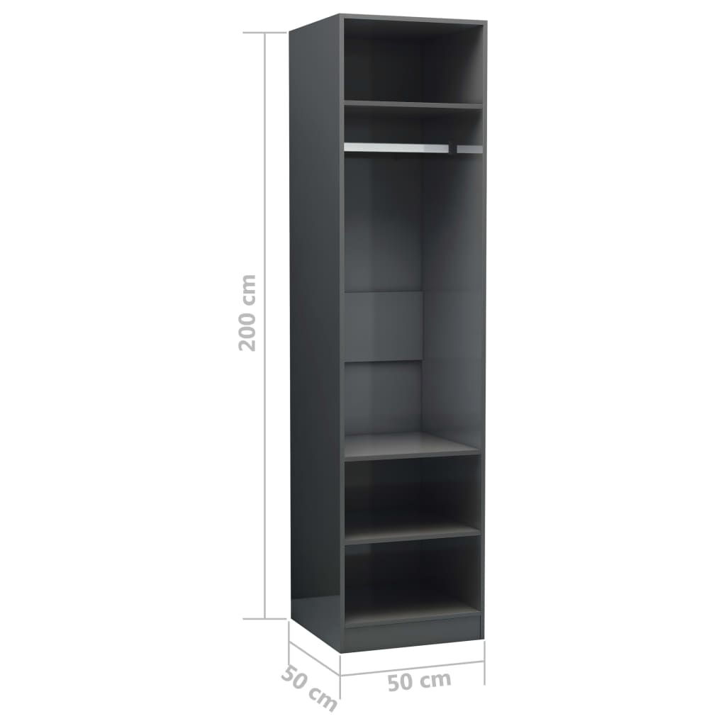 Kleiderschrank Hochglanz-Grau 50x50x200 cm Holzwerkstoff