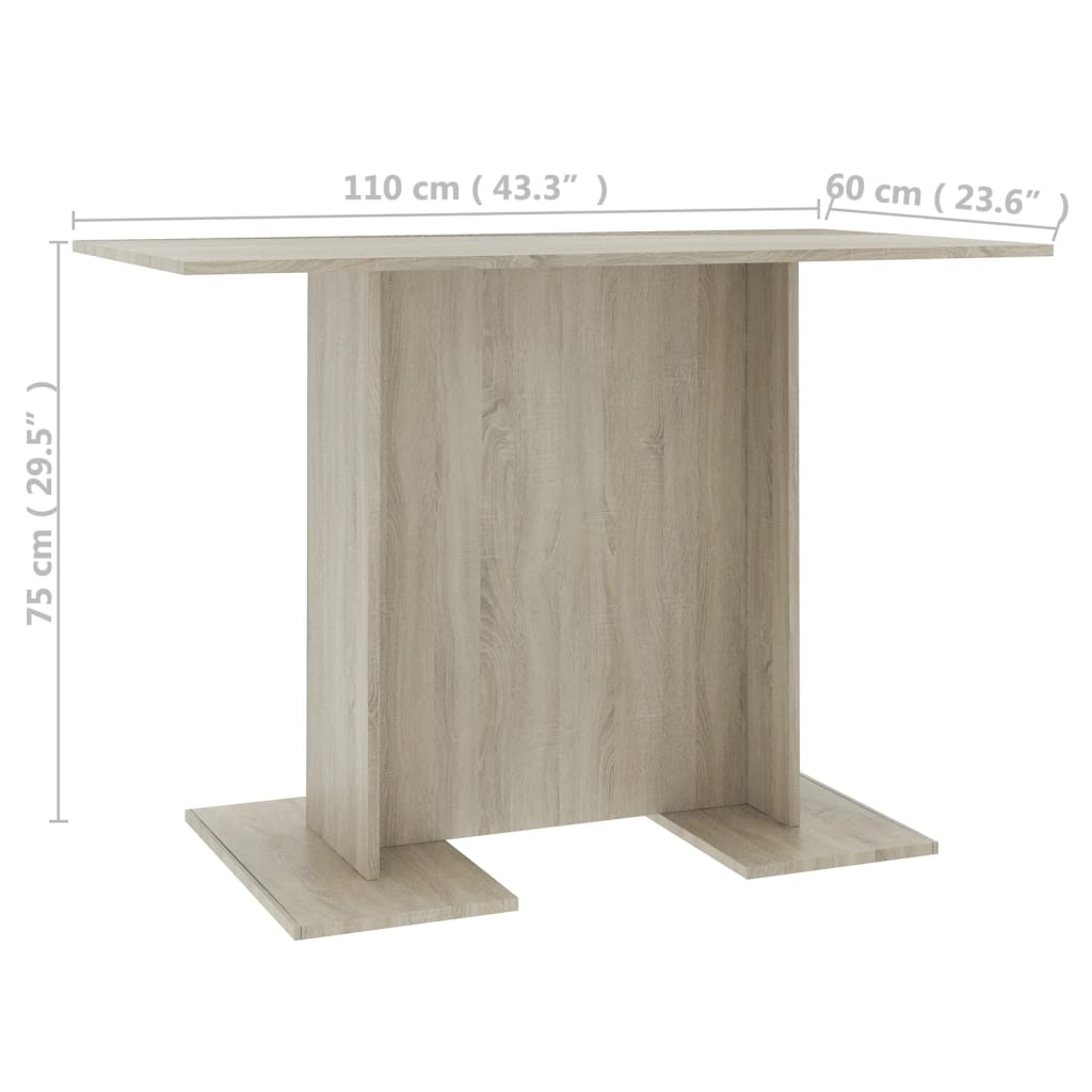 Table à manger chêne Sonoma 110x60x75 cm matériau bois