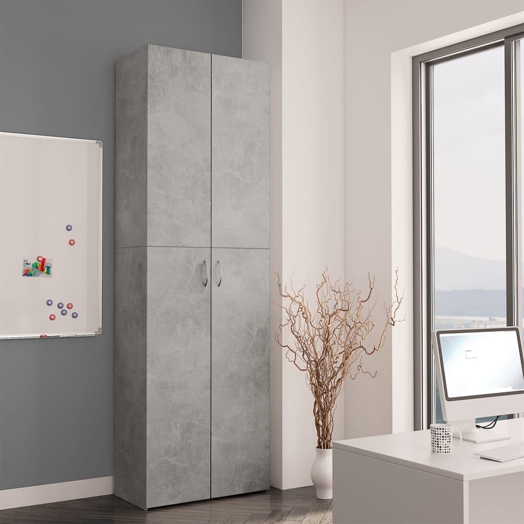 Office Cabinet Concrete Grey 60x32x190 cm Wood Material