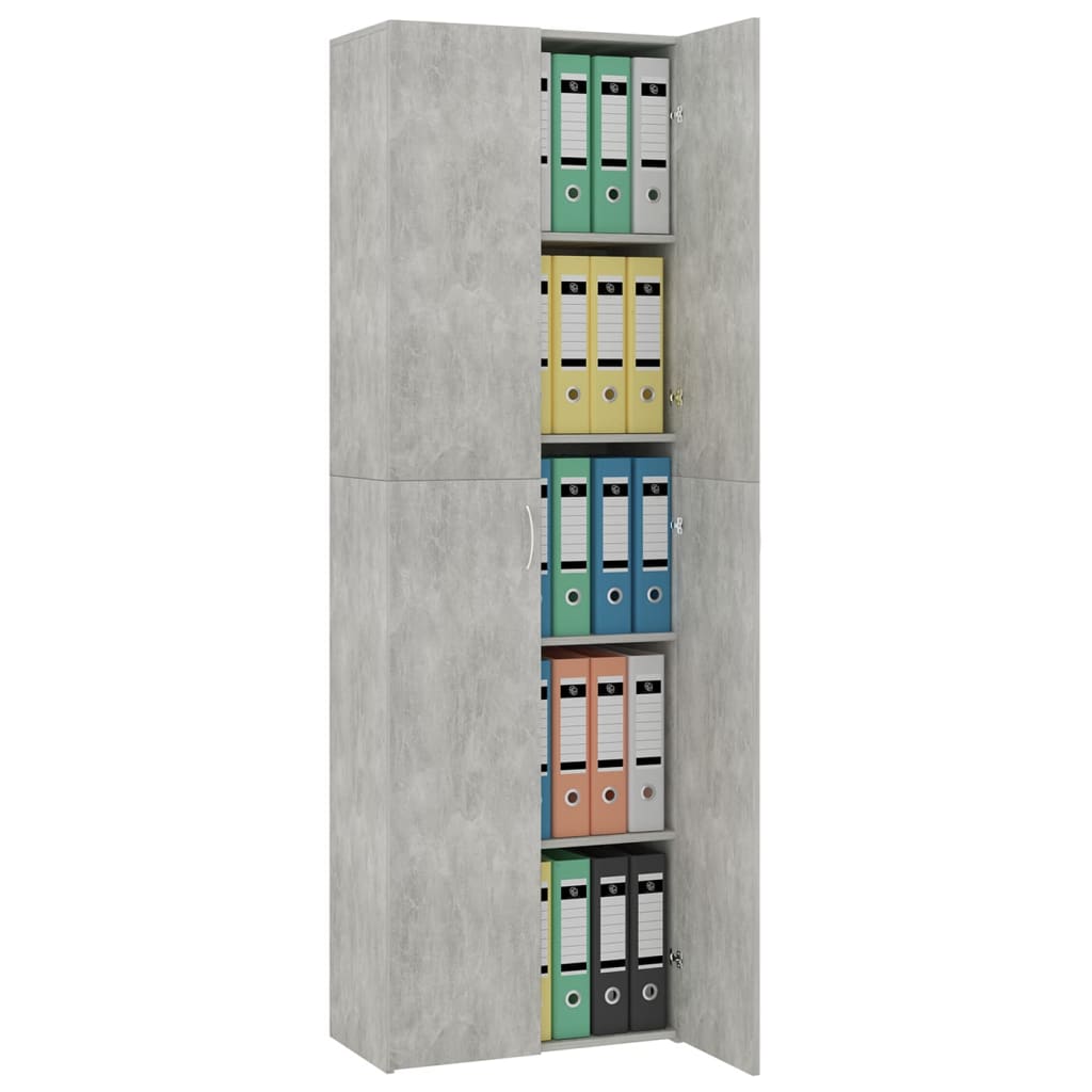 Office Cabinet Concrete Grey 60x32x190 cm Wood Material