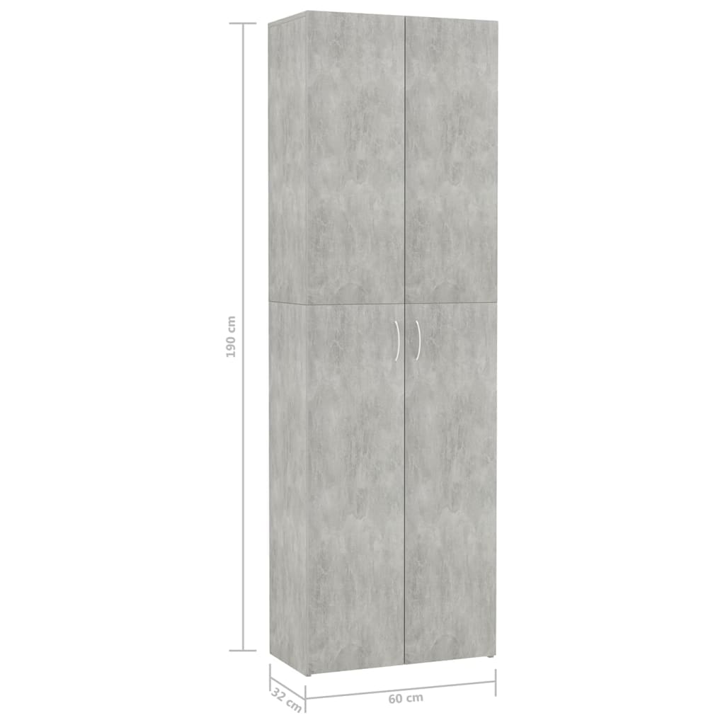 Office Cabinet Concrete Grey 60x32x190 cm Wood Material