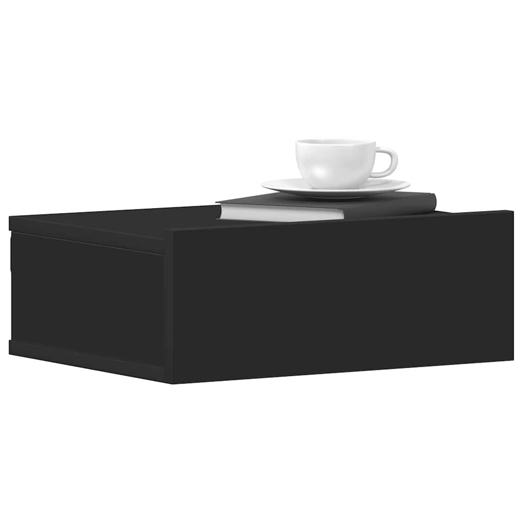 Tables de chevet suspendues 2 pcs. Matériau bois noir 40x30x15 cm