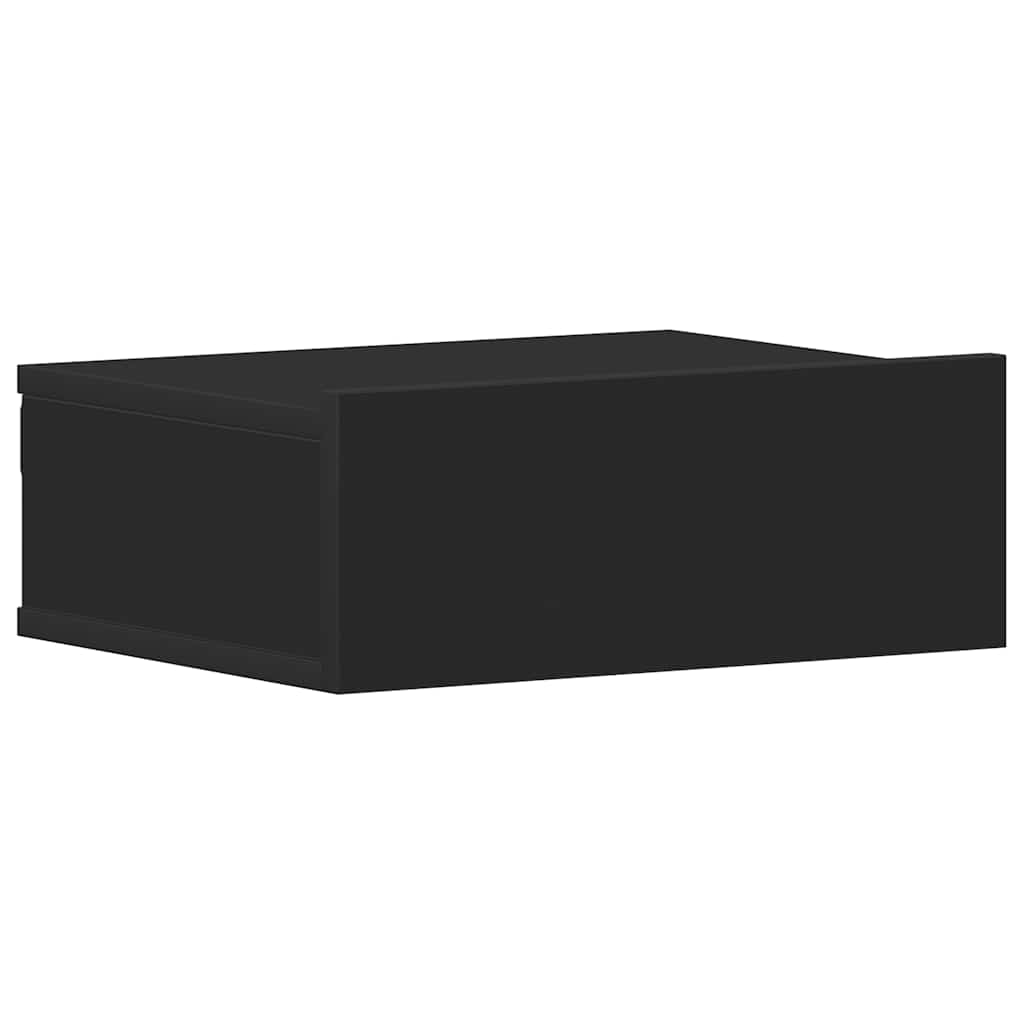 Tables de chevet suspendues 2 pcs. Matériau bois noir 40x30x15 cm