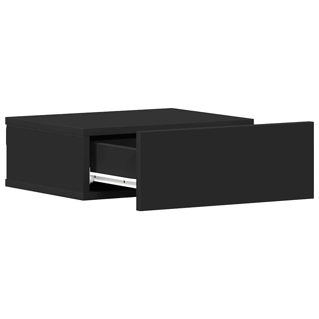 Tables de chevet suspendues 2 pcs. Matériau bois noir 40x30x15 cm