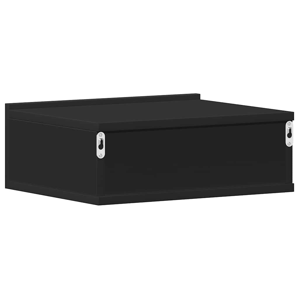 Tables de chevet suspendues 2 pcs. Matériau bois noir 40x30x15 cm