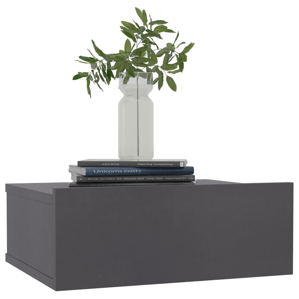 Tables de chevet suspendues, lot de 2, gris, 40 x 30 x 15 cm, matériau à base de bois