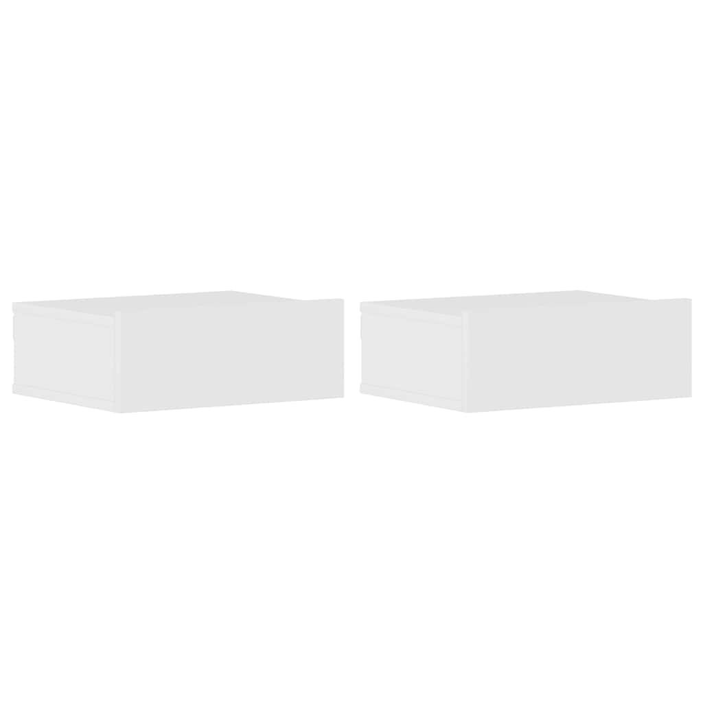 Tables de chevet suspendues 2 pcs blanc brillant 40x30x15 cm