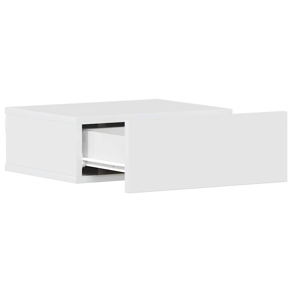 Tables de chevet suspendues 2 pcs blanc brillant 40x30x15 cm