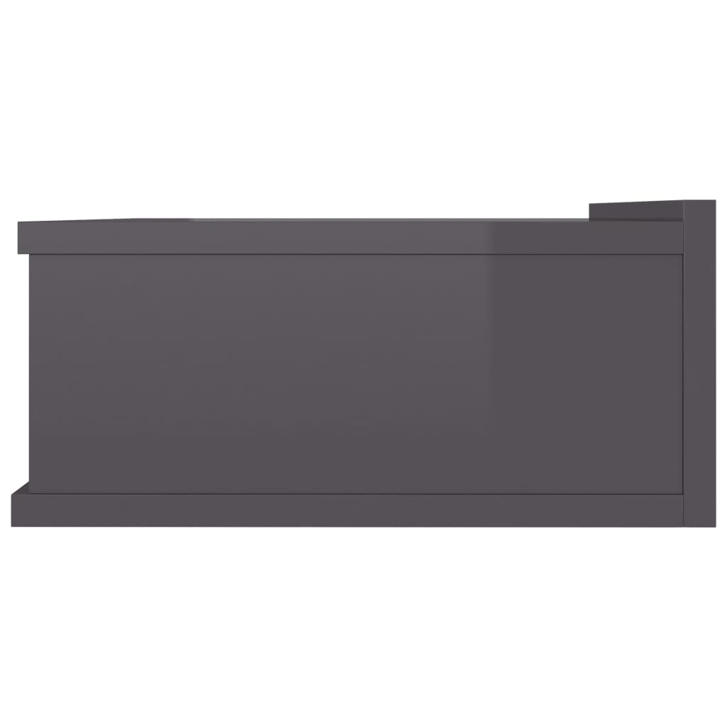 Tables de chevet suspendues, lot de 2, gris brillant, 40 x 30 x 15 cm