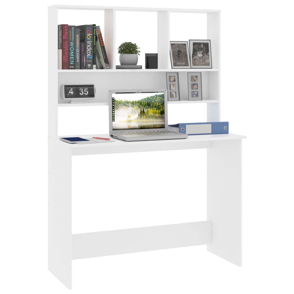 Schreibtisch mit Regalen Weiß 110x45x157 cm Holzwerkstoff