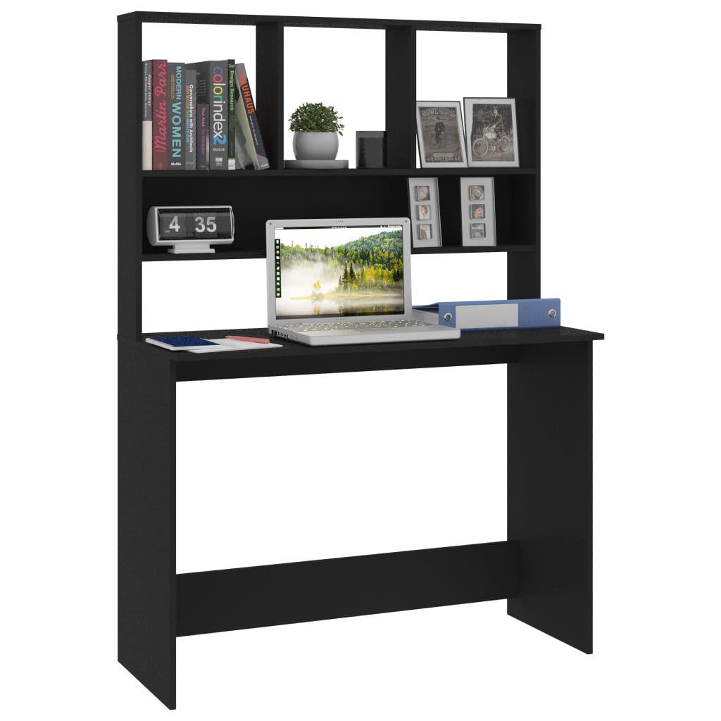 Schreibtisch mit Regalen Schwarz 110x45x157 cm Holzwerkstoff
