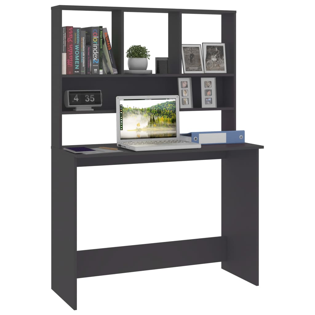 Schreibtisch mit Regalen Grau 110x45x157 cm Holzwerkstoff