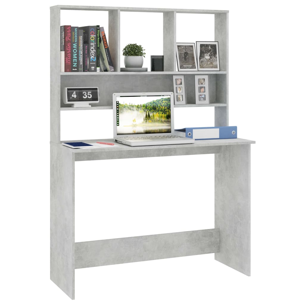 Schreibtisch mit Regalen Betongrau 110x45x157 cm Holzwerkstoff