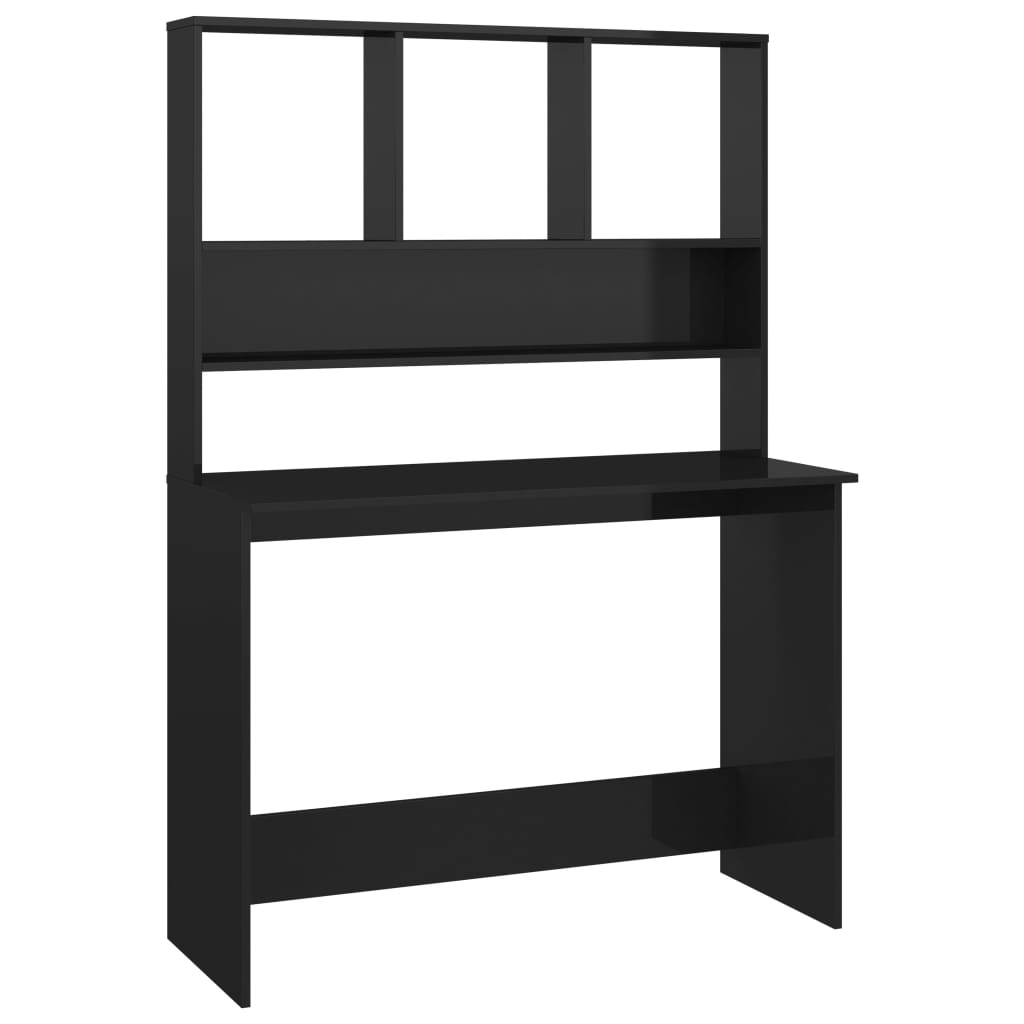 Schreibtisch mit Regalen Hochglanz-Schwarz 110x45x157 cm