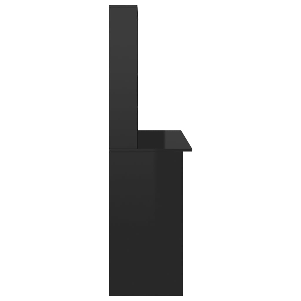 Schreibtisch mit Regalen Hochglanz-Schwarz 110x45x157 cm