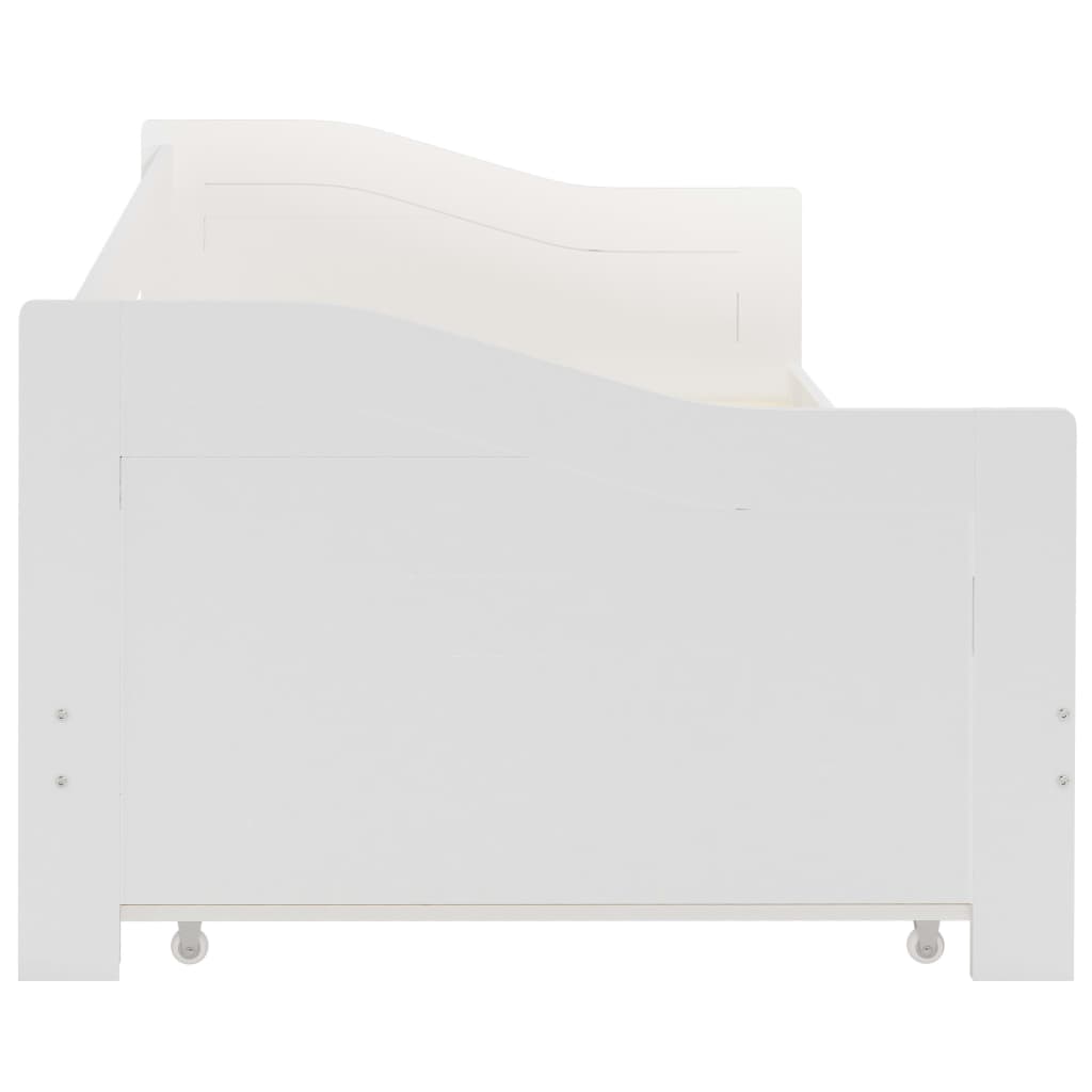 Pull-out sofa bed frame white pinewood 90×200 cm