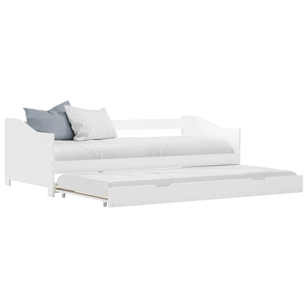Pull-out sofa bed frame white pinewood 90×200 cm