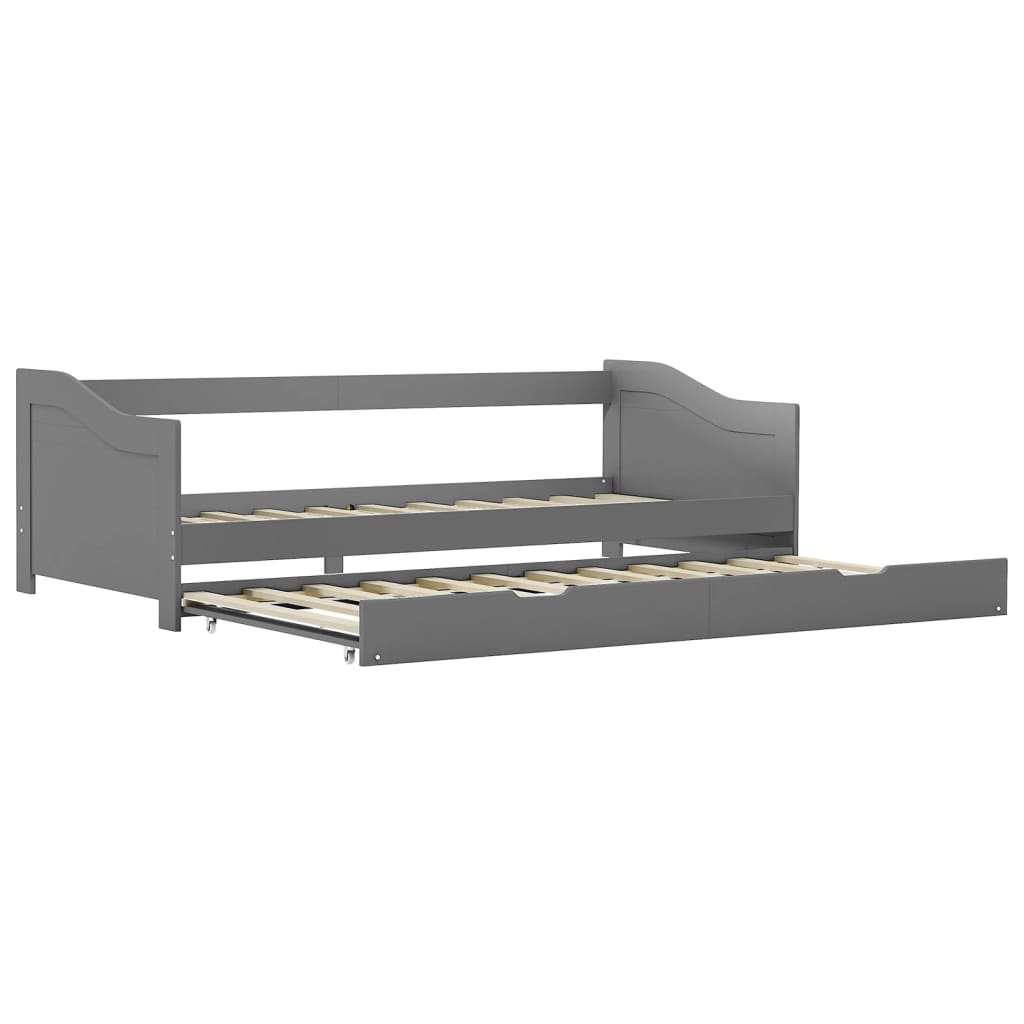 Pull-out sofa bed frame grey pinewood 90×200 cm