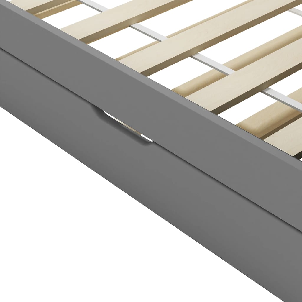 Pull-out sofa bed frame grey pinewood 90×200 cm