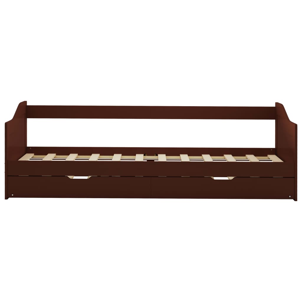 Pull-out sofa bed frame dark brown pinewood 90×200 cm