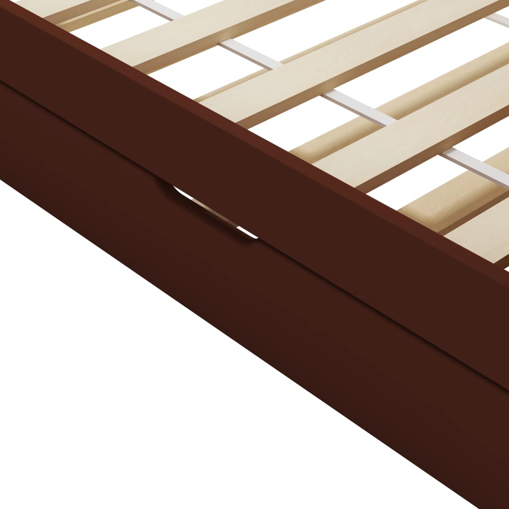 Pull-out sofa bed frame dark brown pinewood 90×200 cm