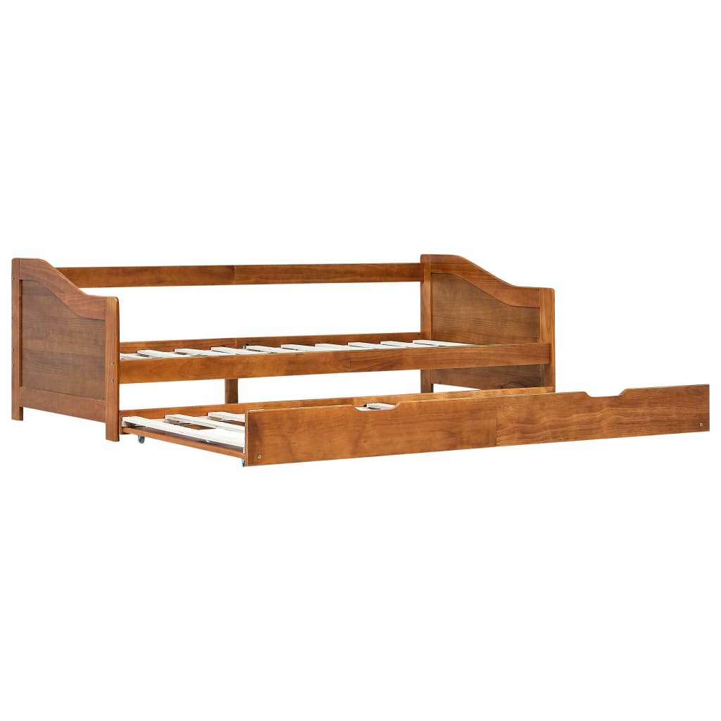 Pull-out sofa bed frame honey brown pinewood 90×200 cm