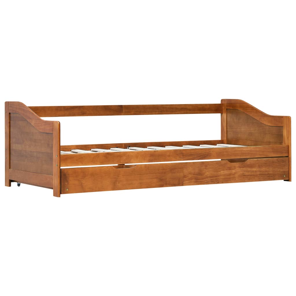 Pull-out sofa bed frame honey brown pinewood 90×200 cm