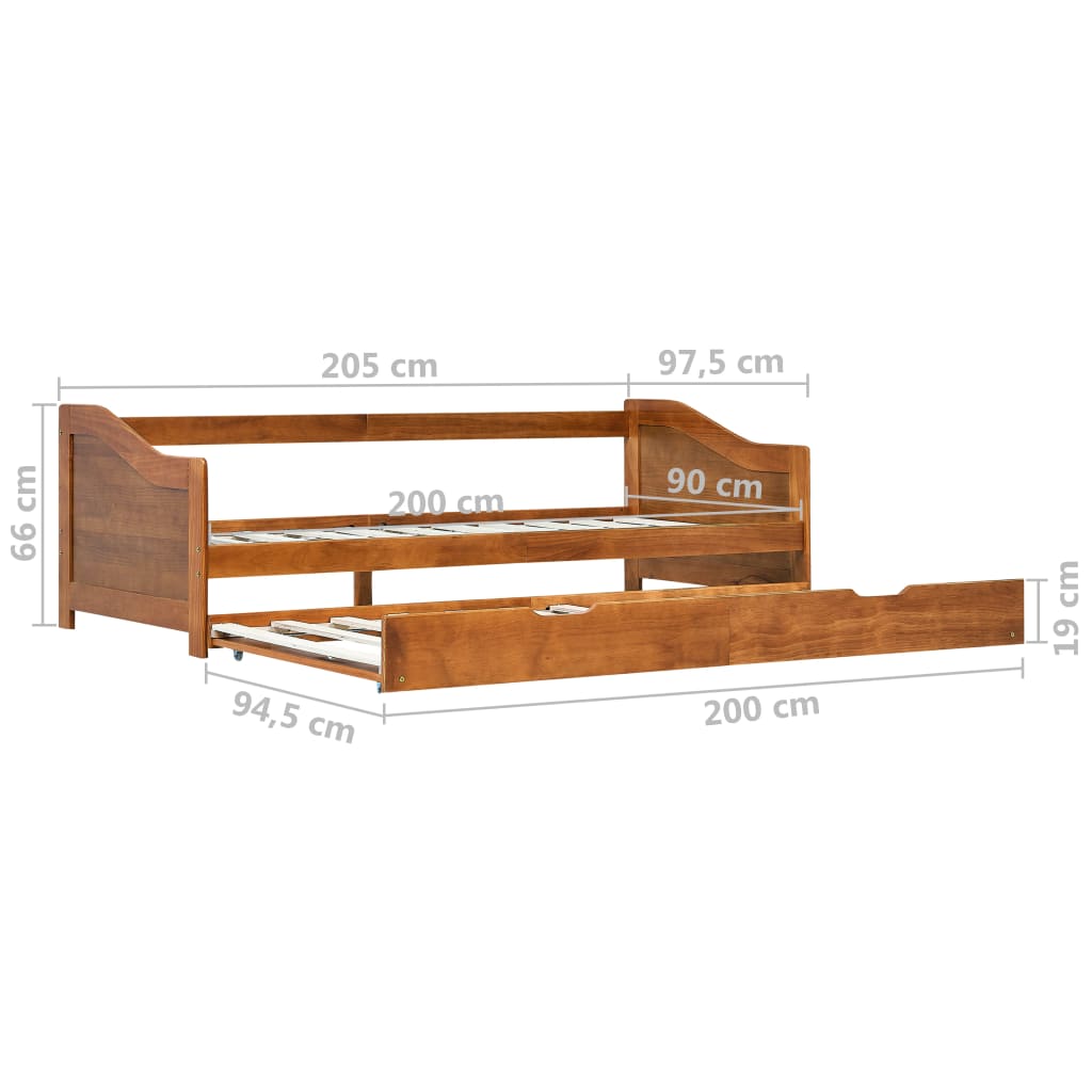 Pull-out sofa bed frame honey brown pinewood 90×200 cm