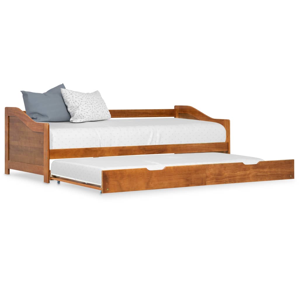 Pull-out sofa bed frame honey brown pinewood 90×200 cm