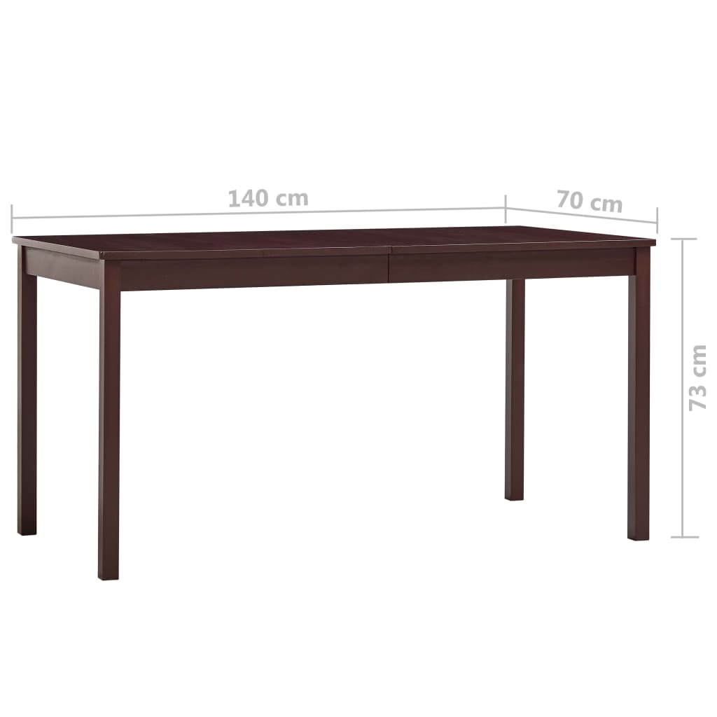 Table à manger marron foncé 140 x 70 x 73 cm en pin