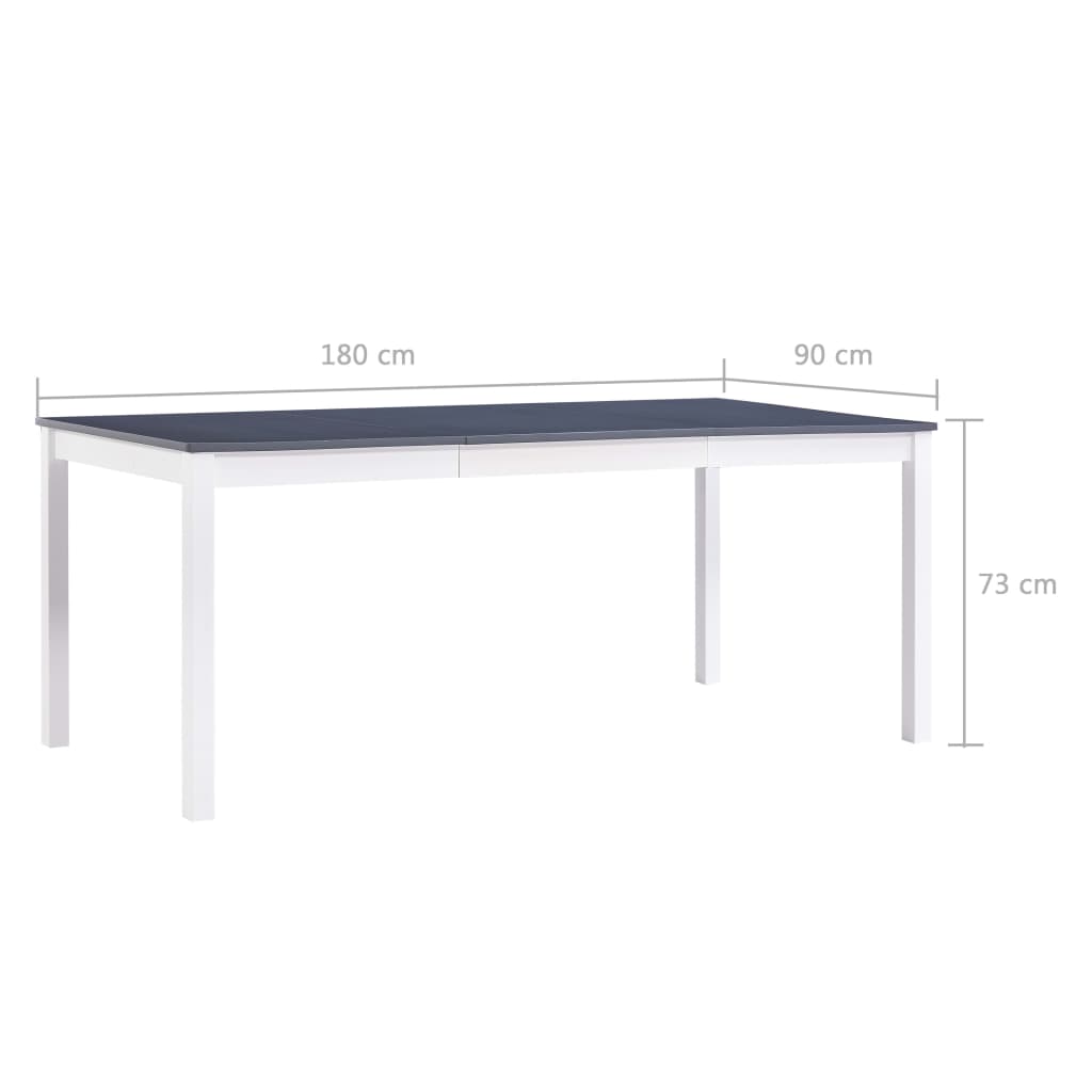 Table à manger blanche et grise 180 x 90 x 73 cm en pin