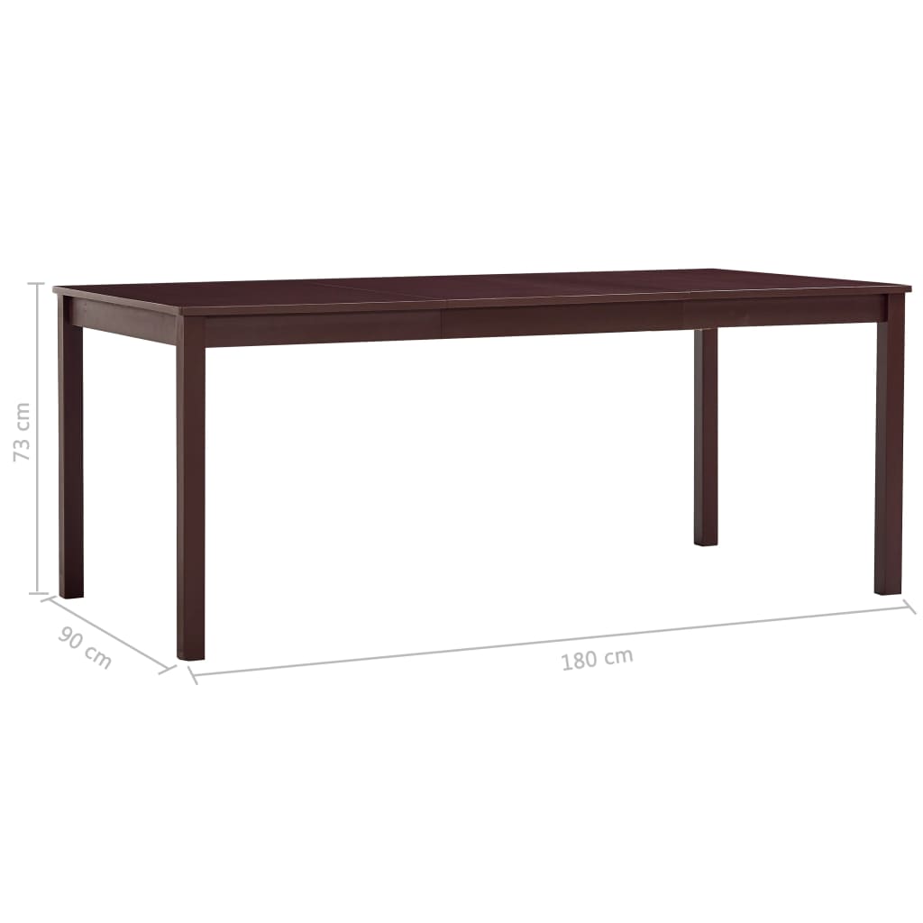 Table à manger marron foncé 180 x 90 x 73 cm en pin