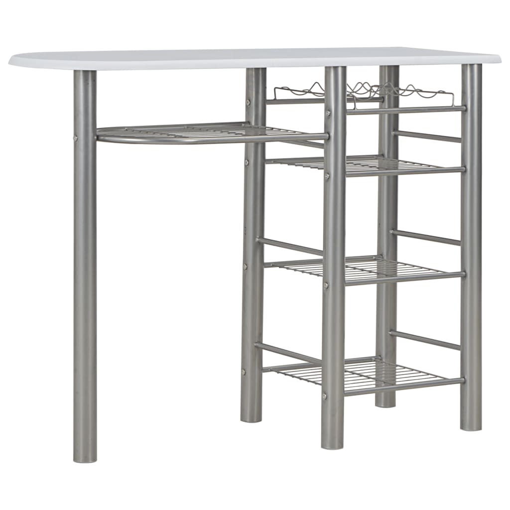 3-piece bar set with shelves, wood and white steel