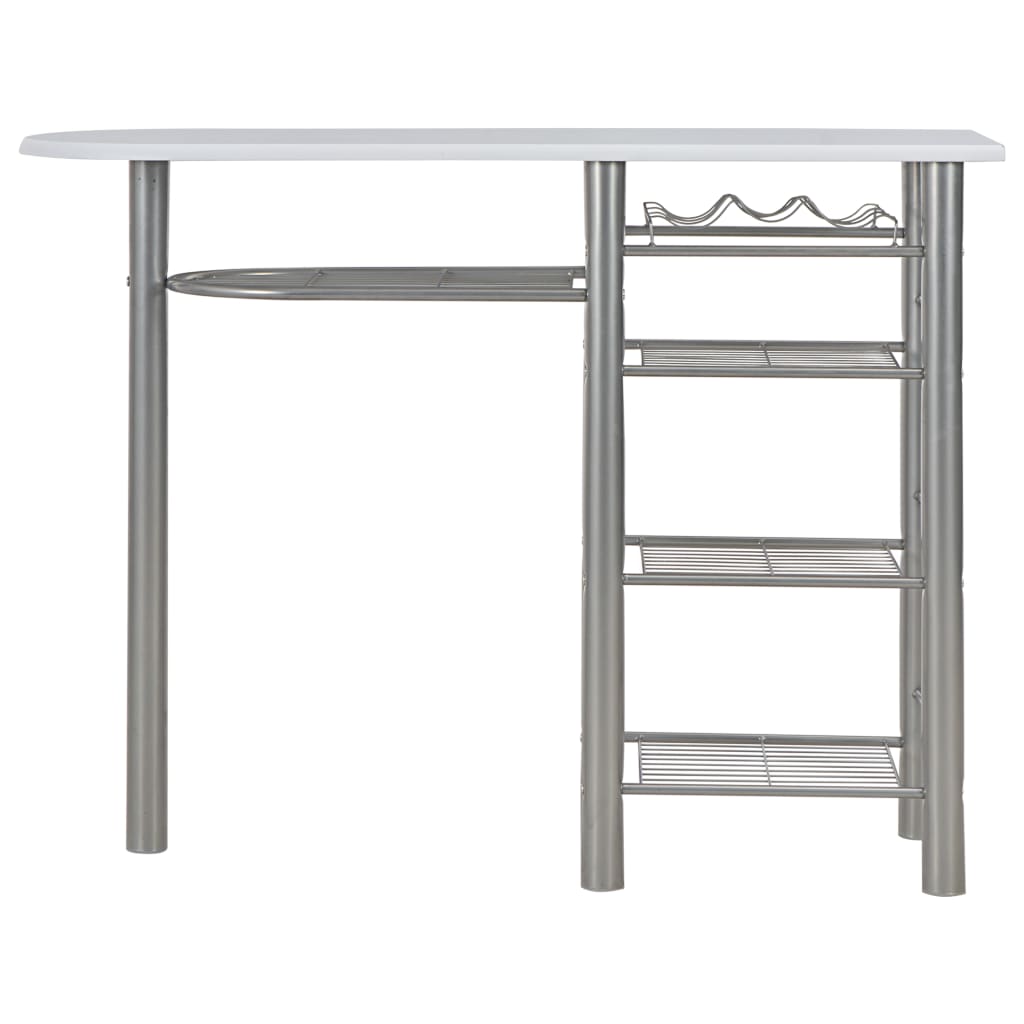 3-piece bar set with shelves, wood and white steel