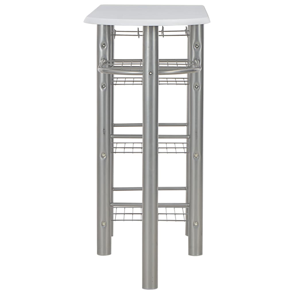 3-piece bar set with shelves, wood and white steel