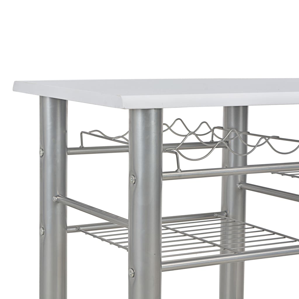 3-piece bar set with shelves, wood and white steel