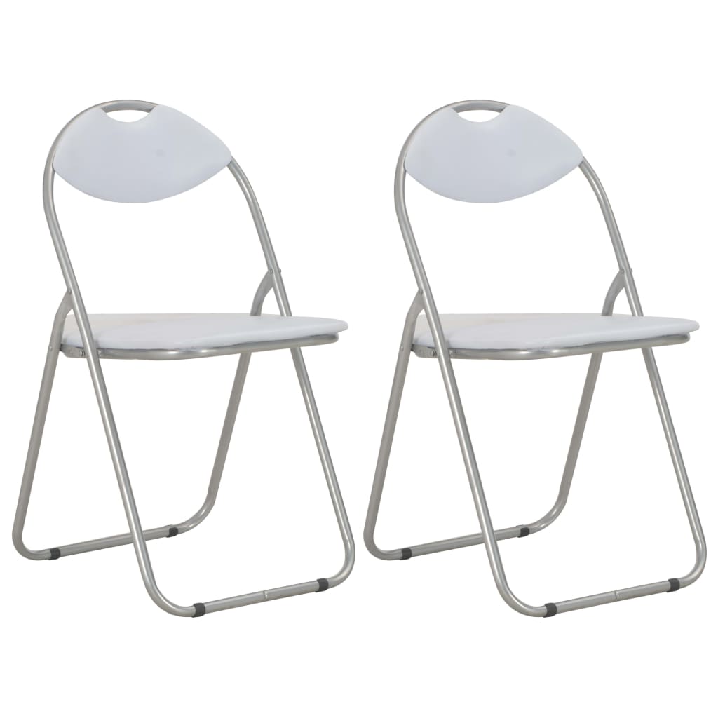 Folding dining chairs 2 pcs. White faux leather