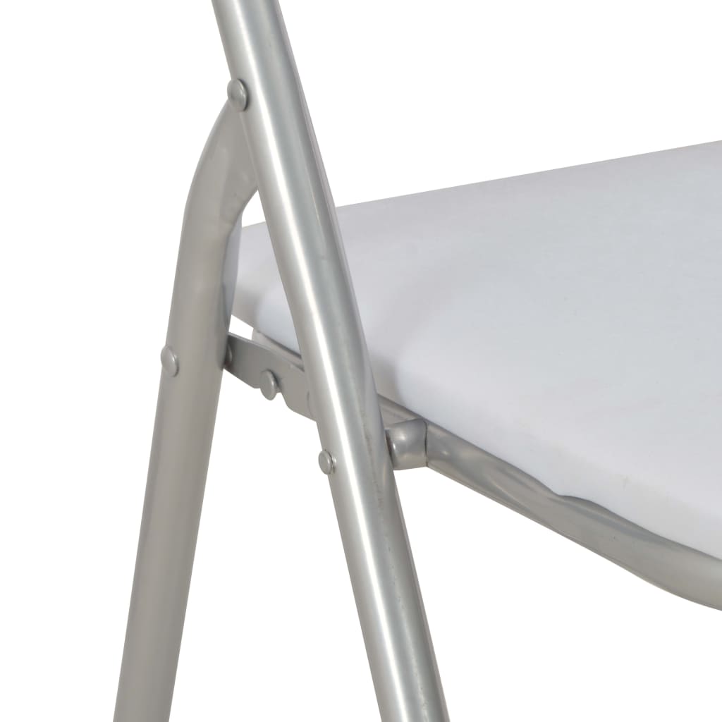 Folding dining chairs 2 pcs. White faux leather