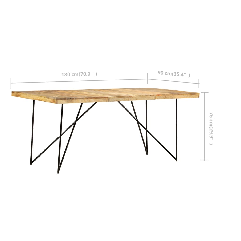 Dining table 180×90×76 cm solid mango wood