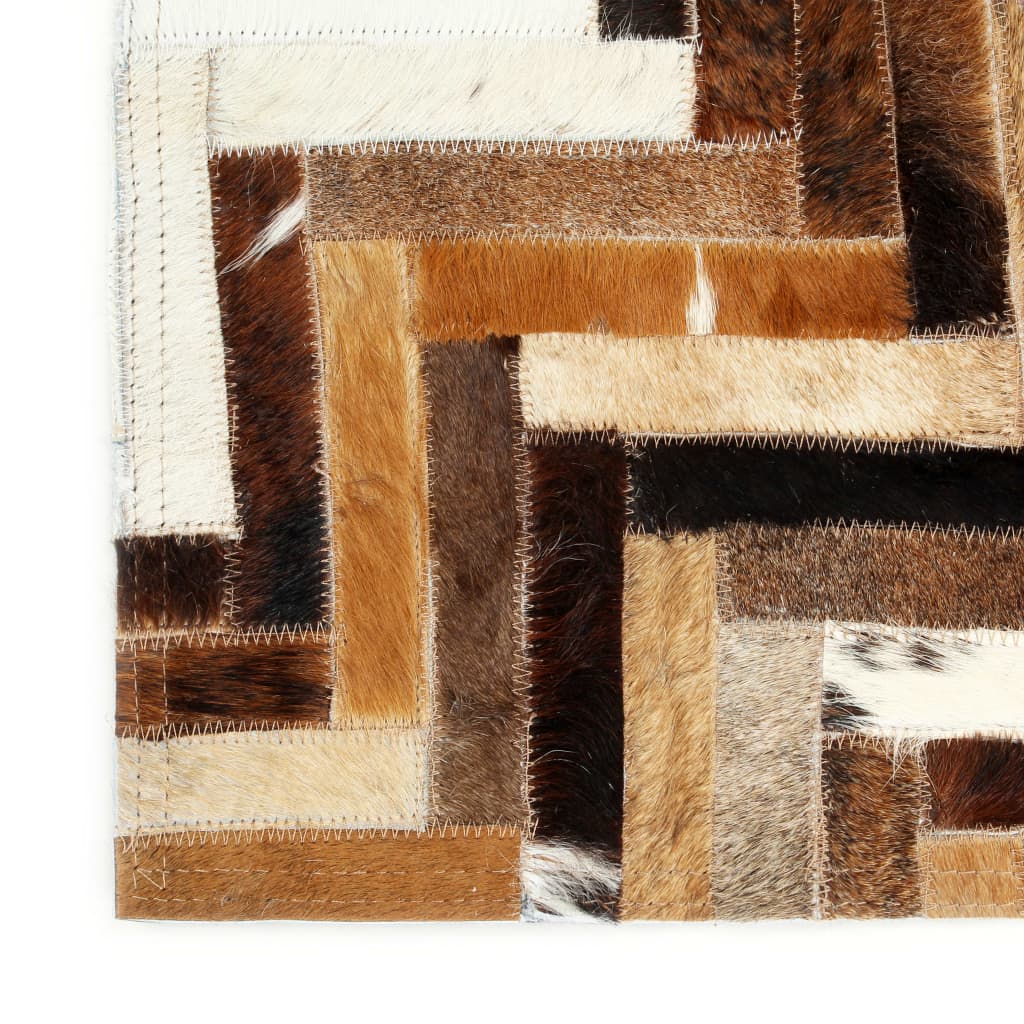 Teppich Echtes Kuhfell Patchwork 160×230cm Braun/Weiß