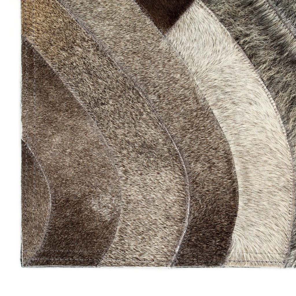 Teppich Echtes Kuhfell Patchwork 160×230cm Grau/Silbern