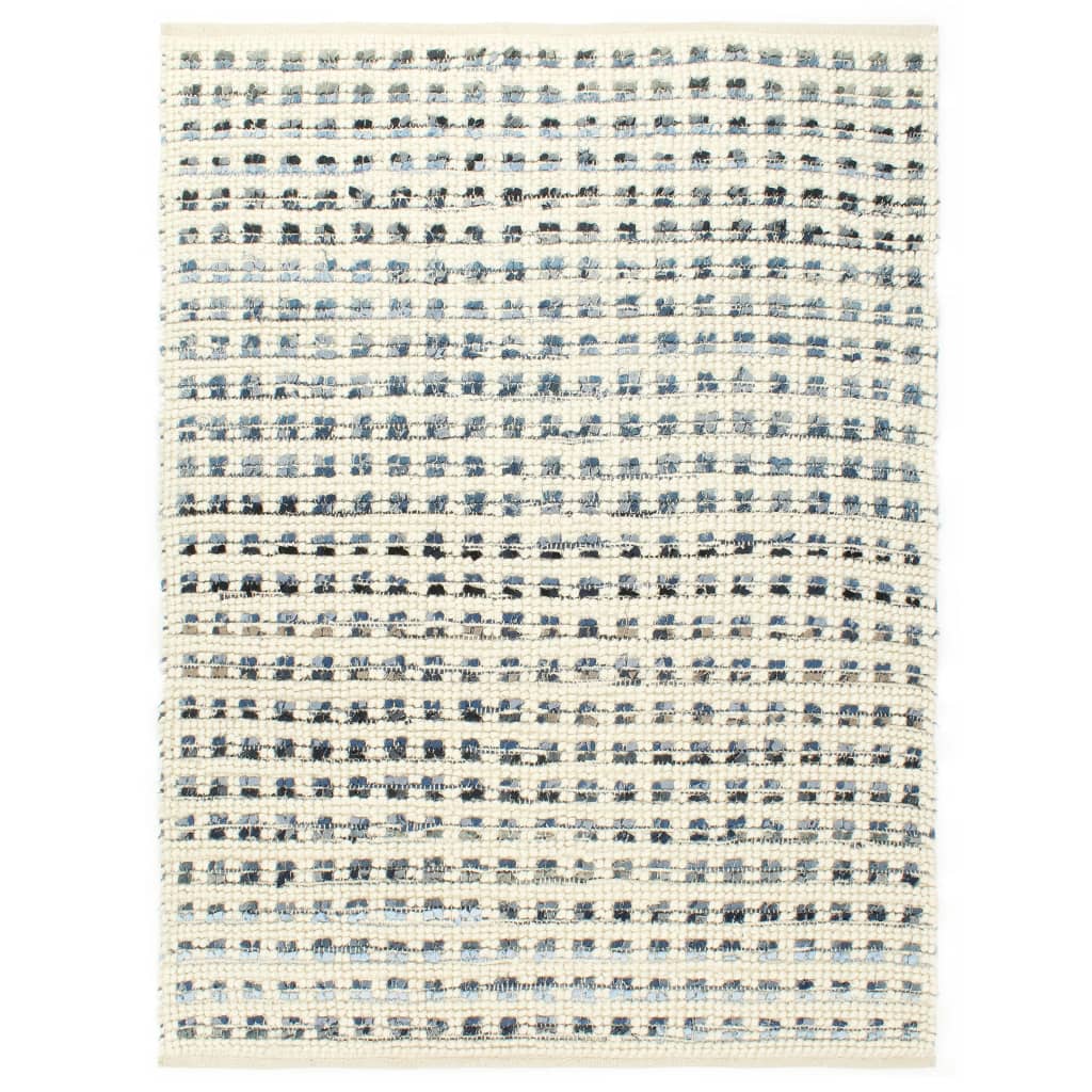 Teppich Denim Wolle 160×230 cm Blau/Weiß