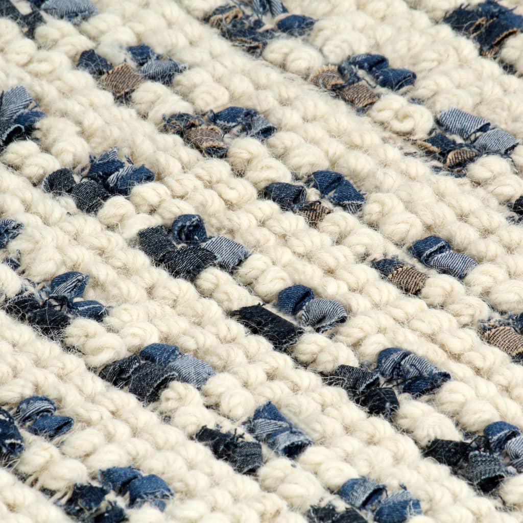 Teppich Denim Wolle 160×230 cm Blau/Weiß