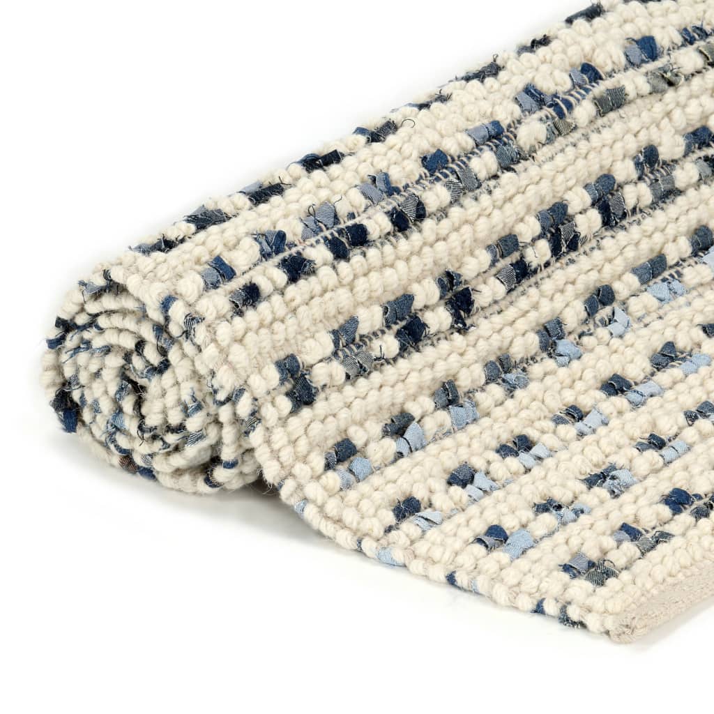 Teppich Denim Wolle 160×230 cm Blau/Weiß