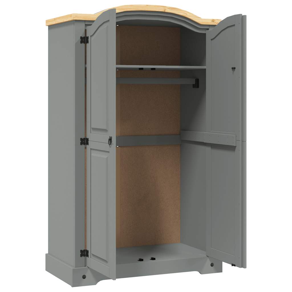 Wardrobe Mexican style pinewood 2 doors grey