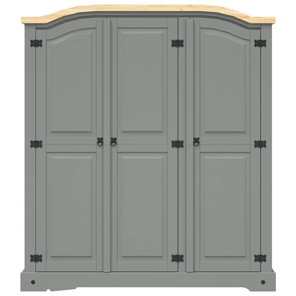 Wardrobe Mexican style pinewood 3 doors grey