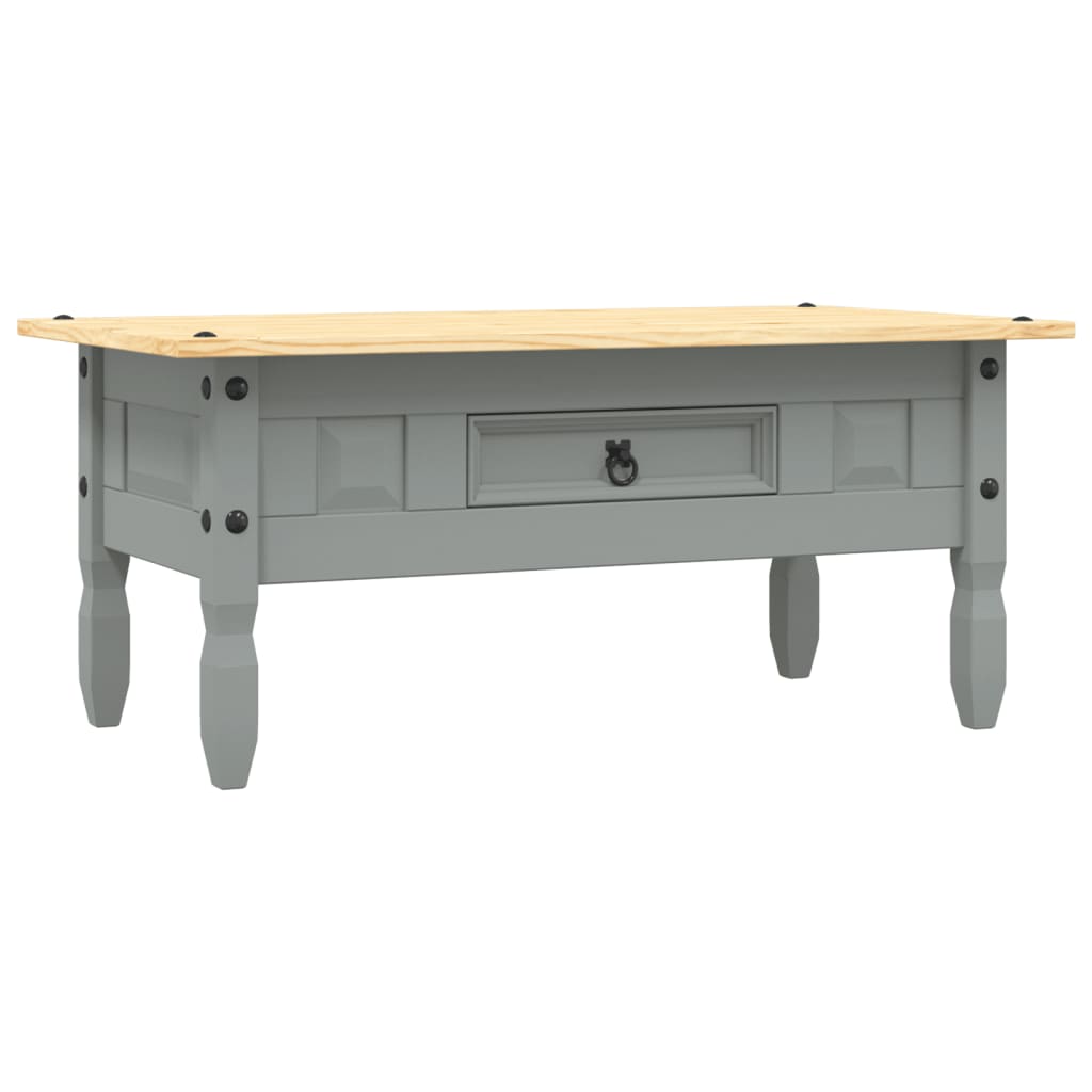 Table basse style mexicain en pin gris 100x55x44 cm