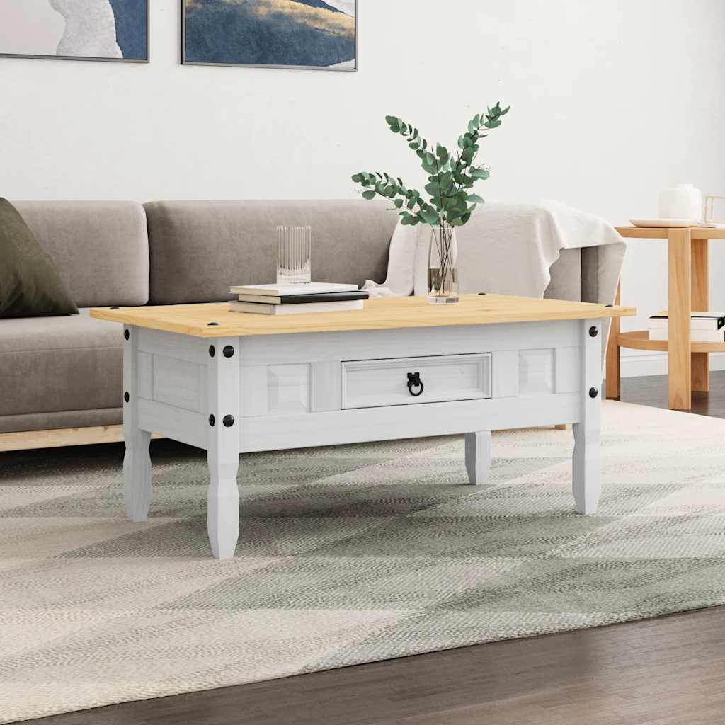 Table basse de style mexicain en pin blanc 100x55x44 cm