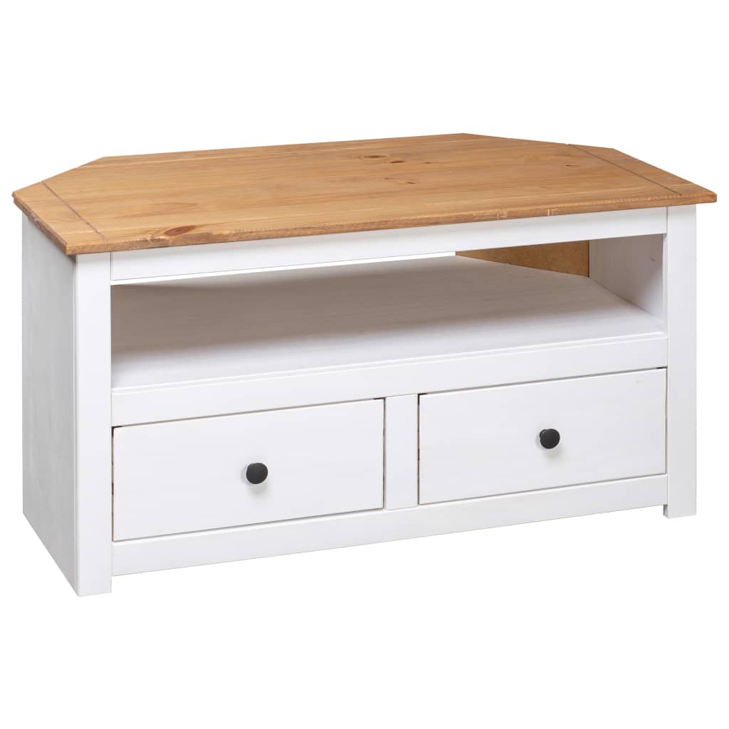 TV corner cabinet white 93 x 49 x 49 cm solid Panama pine