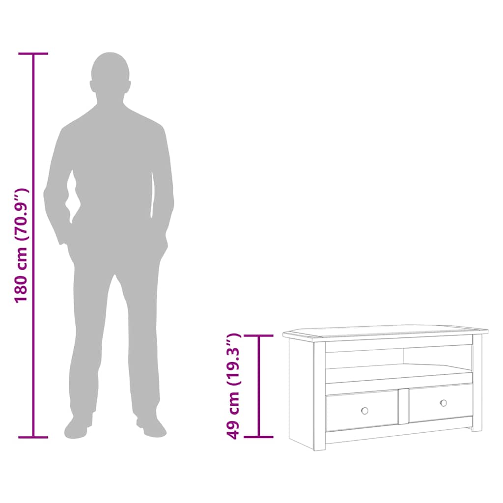 TV-Eckschrank Weiß 93 x 49 x 49 cm Massivholz Panama-Kiefer